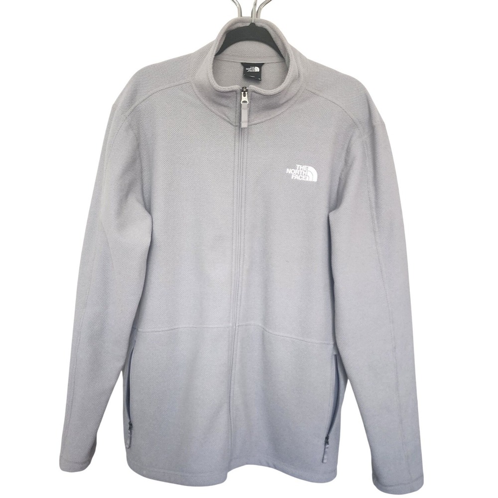 The North Face Mens XL Skyline Full Zip Fleece Jacket‎ Light Grey Textured Mock